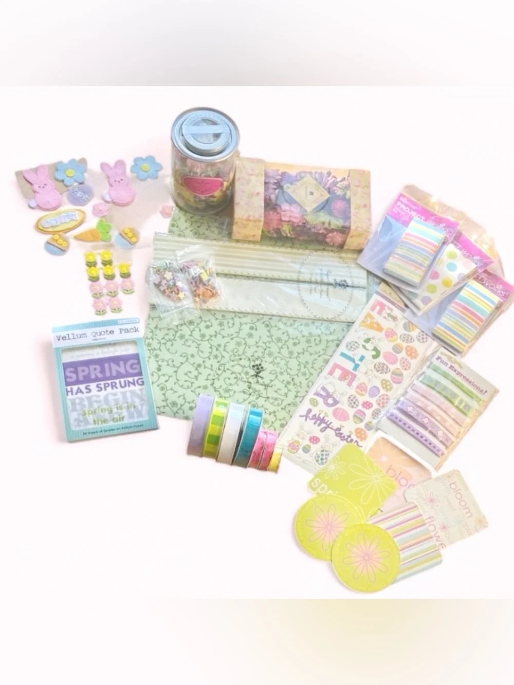 Easter Junk Journal Kit Spring Scrapbook Bundle Floral Vellum Sticker Set